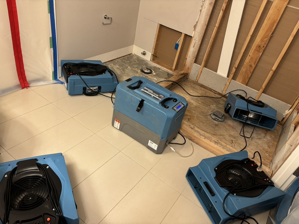 Drying equipment in a construction area
